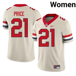 Bear Down Arizona Johno Price College Football #21 Womens University Cream Jersey 976813-234