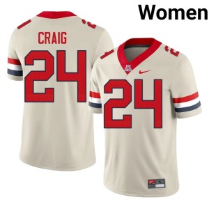 Arizona Quincy Craig Stitched #24 Women College Football Cream Jerseys 753168-769