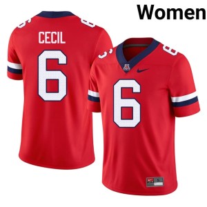 The Wildcats Red College Football Womens Replica #6 Chuck Cecil Jersey 930856-488