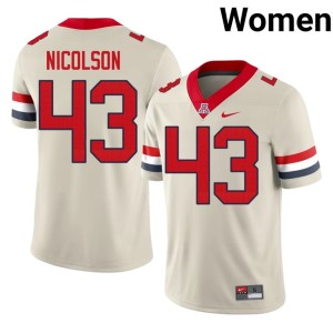 U of A Women's Drew Nicolson #43 College Football Cream Alumni Jersey 329459-816