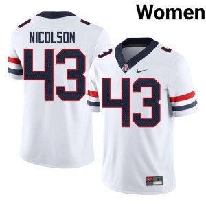 Arizona Wildcats Embroidery White #43 Drew Nicolson Women's College Football Jersey 622308-354