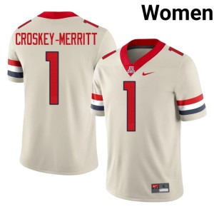 Bear Down Arizona Womens Jacory Croskey-Merritt Cream #1 Stitched College Football Jersey 957197-894