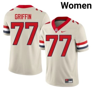 The Wildcats Jake Griffin Women Game Cream College Football #77 Jersey 262019-465