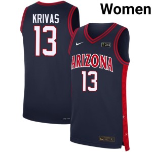 AZ Wildcats #13 Motiejus Krivas Embroidery Alternate Womens Navy Jersey 164626-303