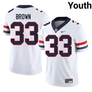 Arizona College Football #33 Youth Stitched White Kason Brown Jersey 699633-210