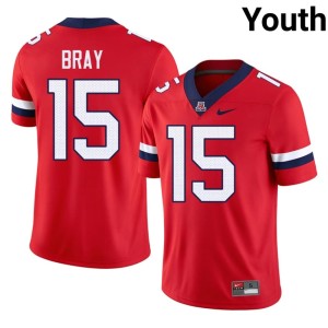 U of A Wildcats Red College Football Official Youth #15 Mason Bray Jerseys 113052-570