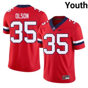 UA Quinn Olson Official Youth #35 College Football Red Jerseys 197893-879