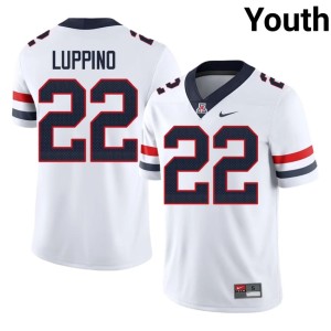 Arizona #22 Youth Official Art Luppino White College Football Jersey 262870-229