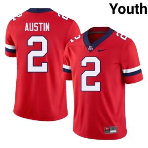 Bear Down Arizona Daylen Austin #2 Red University College Football Youth Jerseys 547519-110