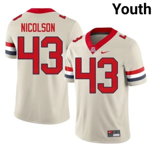 Wildcats Cream College Football Stitched #43 Youth Drew Nicolson Jerseys 130903-211