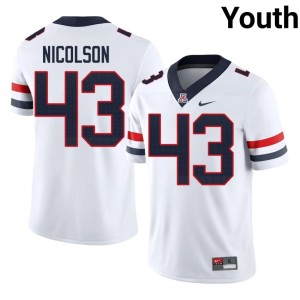 U of A Wildcats College Football Drew Nicolson #43 Youth White 2026 Jerseys 440289-417