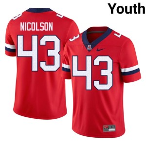 University of Arizona College Football Drew Nicolson Game Red Youth #43 Jersey 757367-974